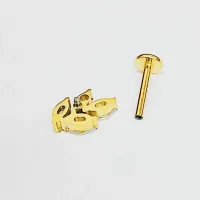Labret em Titânio  PVD DOURADO 1.2mm - RAMO 4 Folhas com Pedras - TIT10 - Foto 3