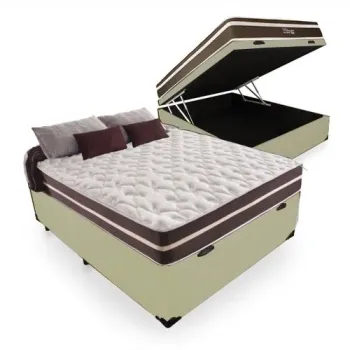  Baú casal  VZ bioflex 30cm+12 pes  + colchão Molas ensacadas Clássico 64 cm Oferta!  - Foto 2