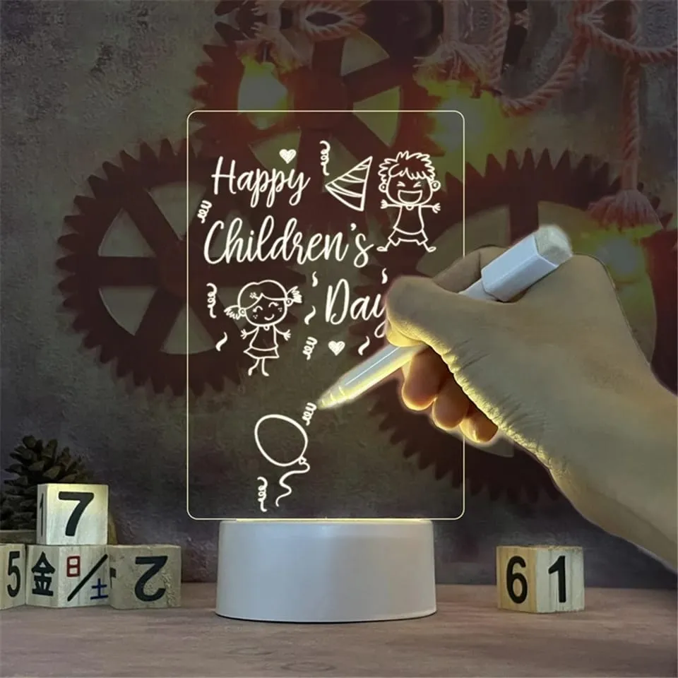 Quadro Recados de acrílico 3D Escrita Iluminados USB Imagem