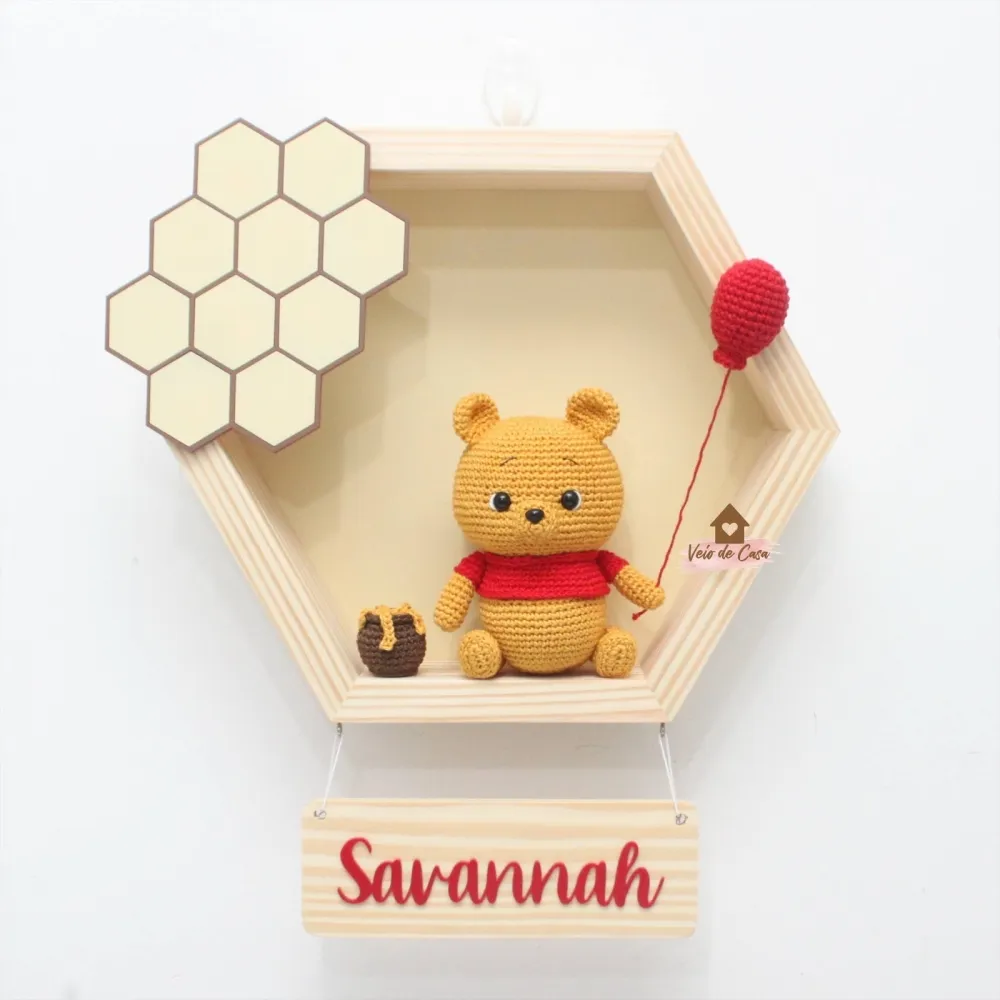 Ursinho Pooh  - Quadro Colmeia  - Porta Maternidade