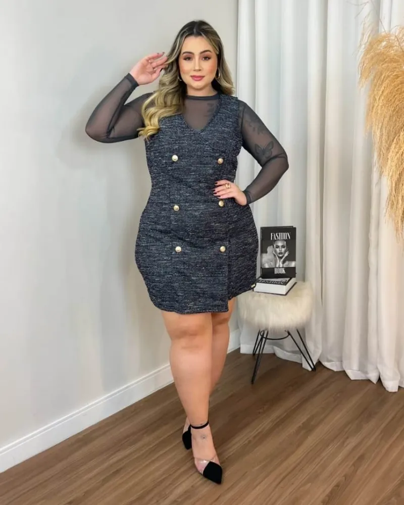 Vestido Curto Tweed Diva