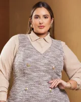 Vestido Curto Tweed Diva's Voga Marrom Mescla - Foto 5