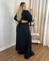 Vestido Longo Manga Longa Brumar Preto - Foto 2