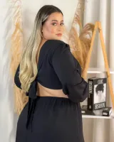 Vestido Longo Manga Longa Brumar Preto - Foto 4