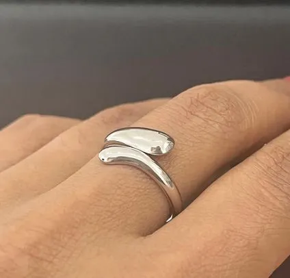 ANEL GOTA MIDI AJUSTÁVEL BANHADO A PRATA 925 - AÇO INOXIDÁVEL