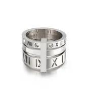 ANEL FEMININO DE LUXO, EM AÇO INOXIDÁVEL, BANHADO EM PRATA 925