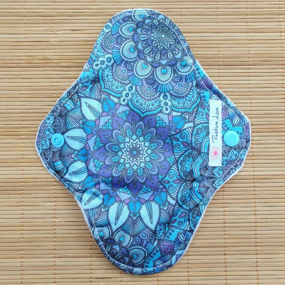 Absorvente Ecológico P - AZUL MANDALA - Fluxo Leve Diurno Imagem