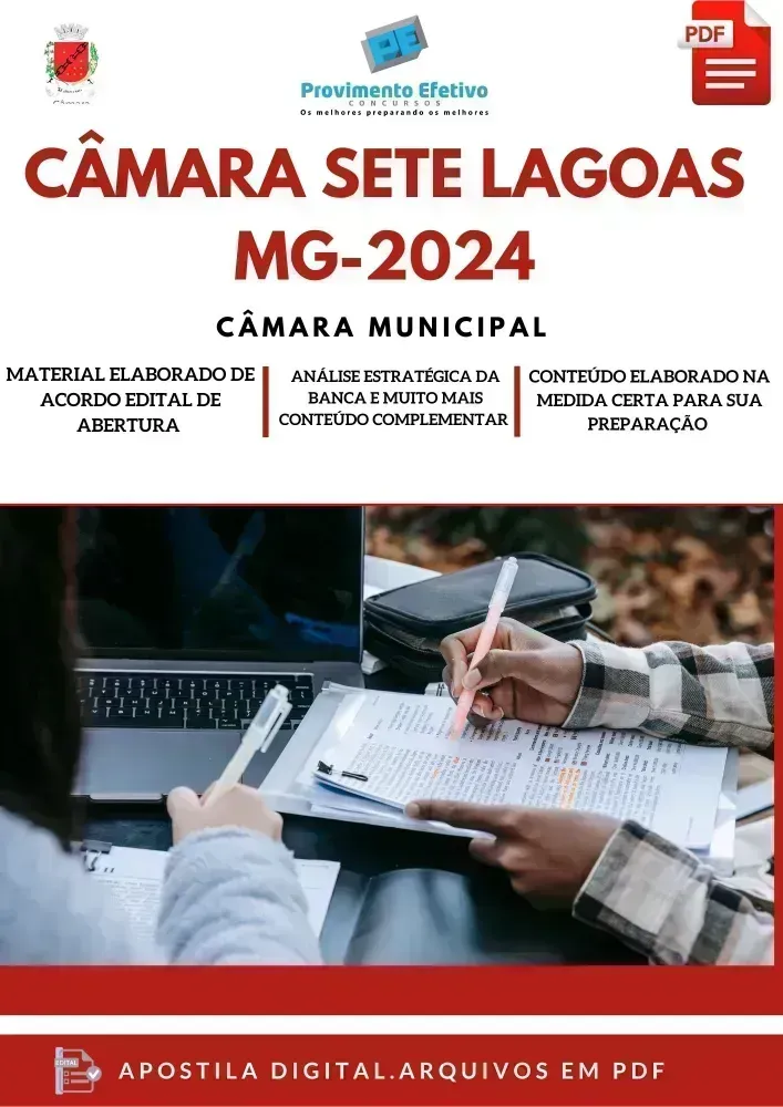  Apostila Câmara Sete Lagoas MG  Jornalista 2024 Imagem