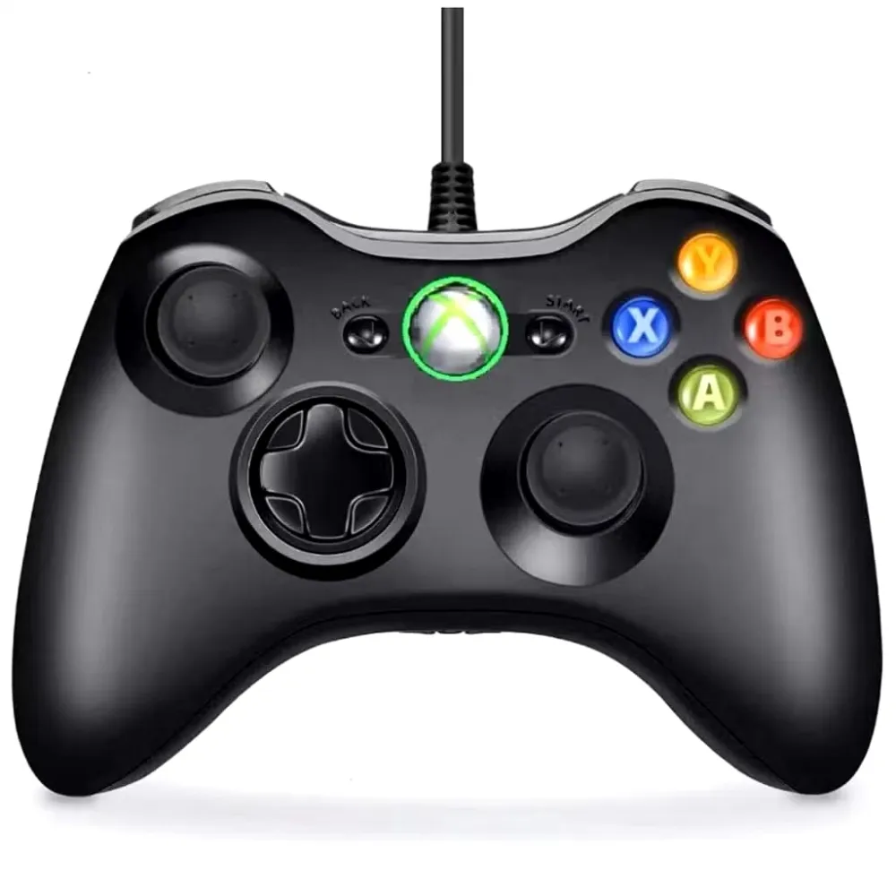 Controle Gamer Com Fio Usb P/ Xbox 360 Computador Pc Con8147 Cor Preto