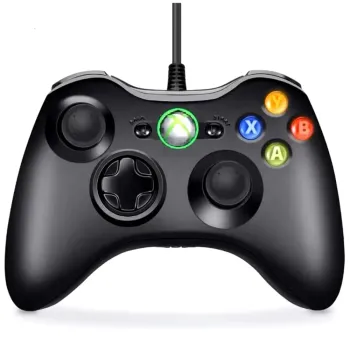 Controle Gamer Com Fio Usb P/ Xbox 360 Computador Pc Con8147 Cor Preto