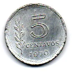 Argentina - 1970 - 5 Centavos - C/ Danos