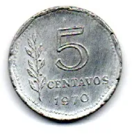 Argentina - 1970 - 5 Centavos - C/ Danos