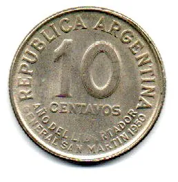 Argentina - 1950 - 10 Centavos - Comemorativa Ano do Libertador General San Martin