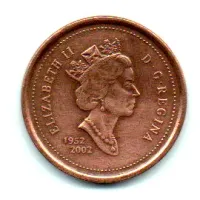 Canadá - 2002 - 1 Cent - Comemorativa - Jubileu de Ouro Rainha Elizabeth - C/ Limpeza Imprópria - Foto 2