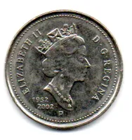 Canadá - 2002 - 5 Cents - Comemorativa - Jubileu de Ouro Rainha Elizabeth - Foto 2
