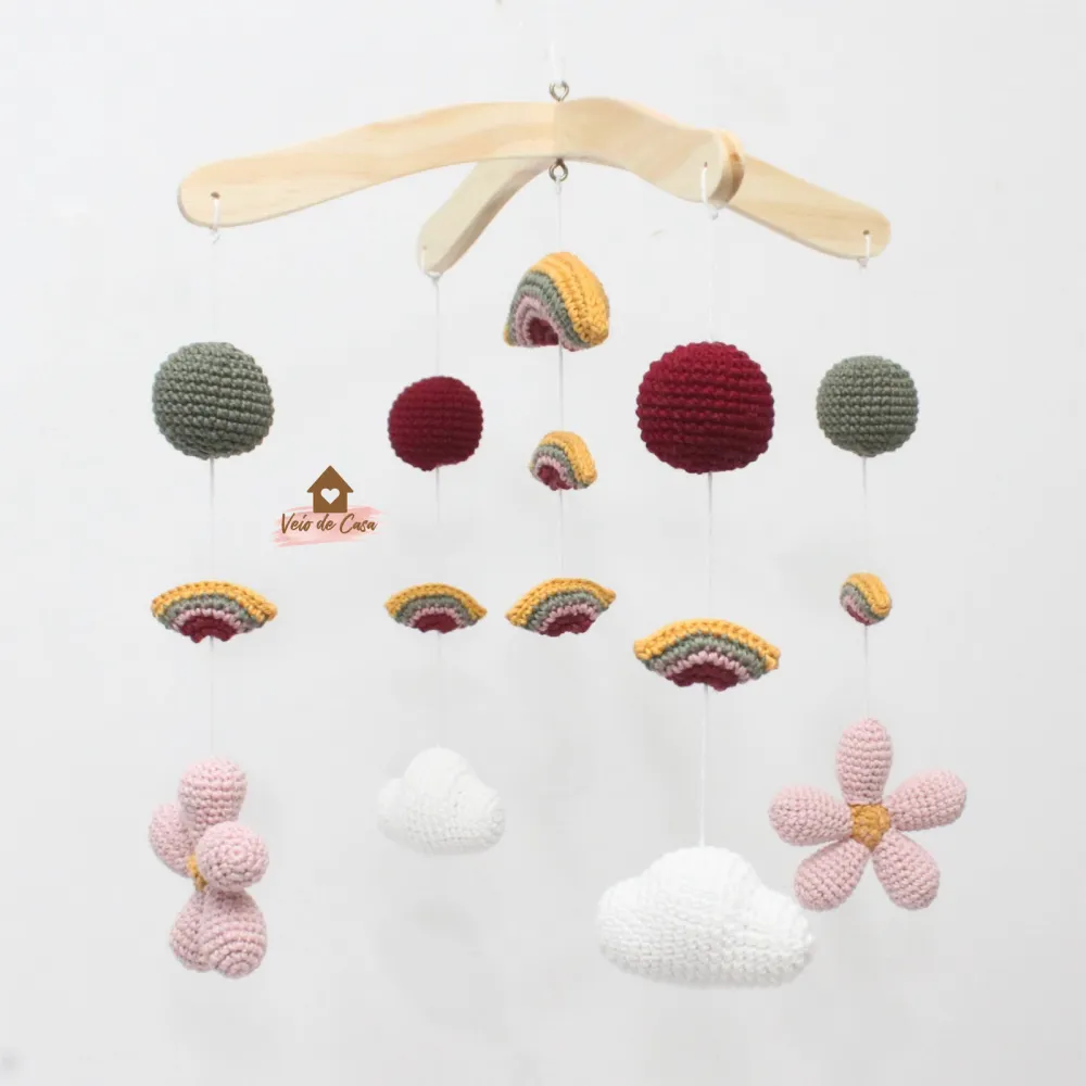 Móbile Arco-íris + Flores + Nuvens