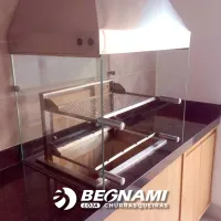 Churrasqueira de vidro com coifa inox suporte e braseiro - Foto 2