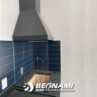 Coifa preta com tubo preto e braseiro de embutir - Foto 3