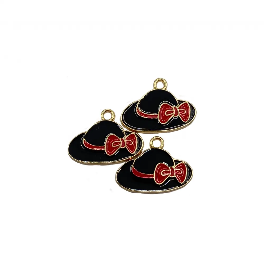 Pingente chapeu preto com vermelho Imagem