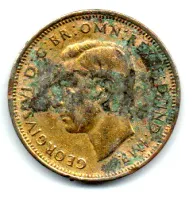 Reino Unido - 1943 - 1/2 Penny - UTG - Banhada - Foto 2