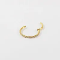 Argola Slim CONCH em TITÂNIO PVD GOLD CRAVEJADA ZIRCONIA Clicker 1.2mm TIT23 - Foto 3