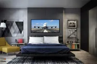 Quadro Decorativo Aeronave Comercial 130x60 Moldura Preta 2x2 cm - Foto 5