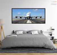 Quadro Decorativo Aeronave Comercial 130x60 Moldura Preta 2x2 cm - Foto 6