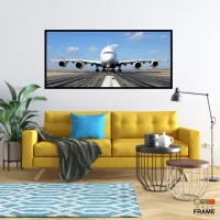 Quadro Decorativo Aeronave Comercial 130x60 Moldura Preta 2x2 cm - Foto 7