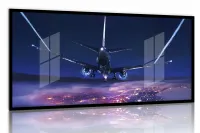 Quadro Decorativo Avião Comercial 130x60 Moldura preta 2x2 cm