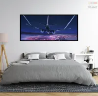 Quadro Decorativo Avião Comercial 130x60 Moldura preta 2x2 cm - Foto 6