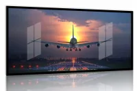 Quadro Decorativo Avião de Passageiros 130x60 Moldura preta 2x2 cm