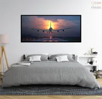 Quadro Decorativo Avião de Passageiros 130x60 Moldura preta 2x2 cm - Foto 6