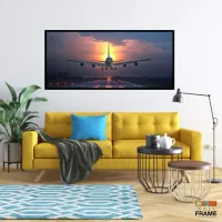 Quadro Decorativo Avião de Passageiros 130x60 Moldura preta 2x2 cm - Foto 7