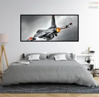 Quadro Decorativo Avião Tático 130x60 Moldura preta 2x2 cm - Foto 6