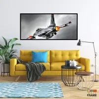 Quadro Decorativo Avião Tático 130x60 Moldura preta 2x2 cm - Foto 7