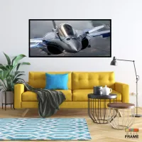 Quadro Decorativo Caça Aéreo 130x60 Moldura preta 2x2 cm - Foto 7
