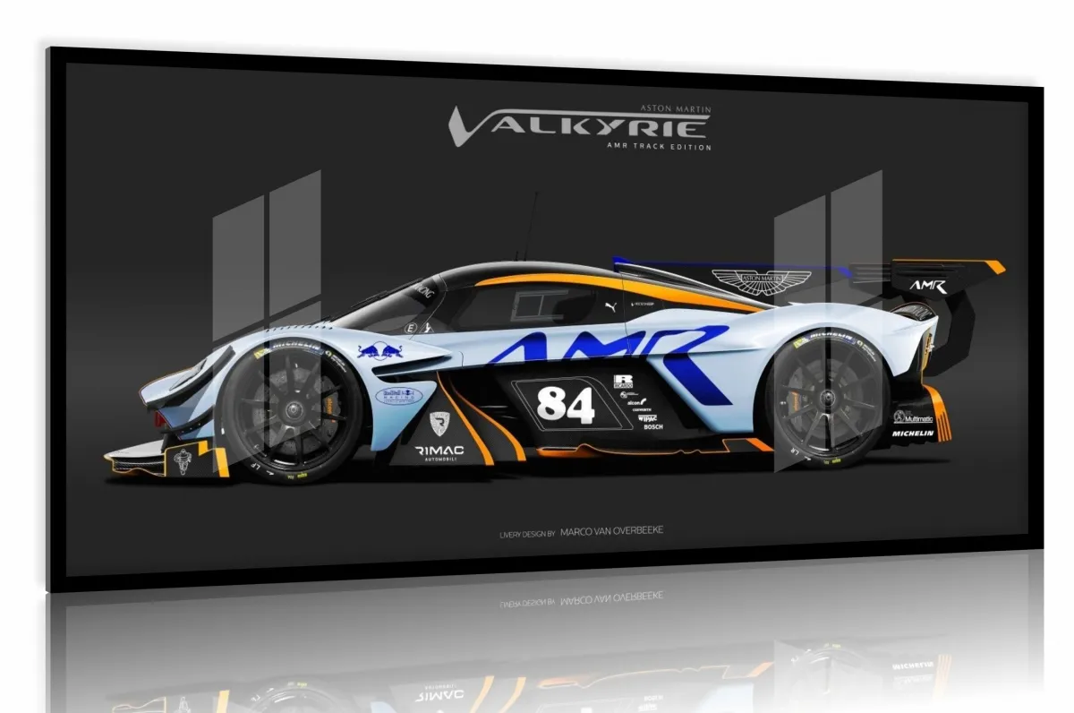 Quadro Decorativo Carro Aston Martin130x60 com moldura preta 2x2 cm Imagem