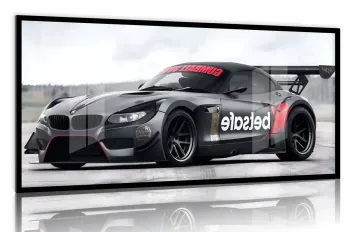 Quadro Decorativo Carro BMW Corrida Marcas 130x60 Moldura preta 2x2 cm