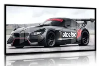 Quadro Decorativo Carro BMW Corrida Marcas 130x60 Moldura preta 2x2 cm