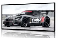 Quadro Decorativo Carro BMW Corrida Marcas 130x60 Moldura preta 2x2 cm - Foto 2