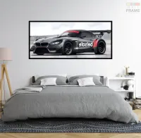 Quadro Decorativo Carro BMW Corrida Marcas 130x60 Moldura preta 2x2 cm - Foto 5