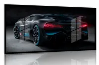 Quadro Decorativo Carro Bugatti Divo sport 130x60 moldura preta 2x2 cm