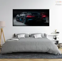 Quadro Decorativo Carro Bugatti Divo sport 130x60 moldura preta 2x2 cm - Foto 6