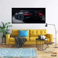 Quadro Decorativo Carro Bugatti Divo sport 130x60 moldura preta 2x2 cm - Foto 7