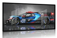 Quadro Decorativo Carro Corrida Alpine A480 130x60 moldura preta 2x2 cm