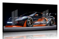 Quadro Decorativo Carro Corvette Corrida 130x60 com moldura preta 2x2 cm