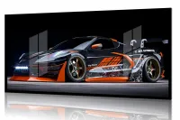 Quadro Decorativo Carro Corvette Corrida 130x60 com moldura preta 2x2 cm - Foto 2