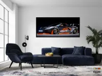 Quadro Decorativo Carro Corvette Corrida 130x60 com moldura preta 2x2 cm - Foto 4