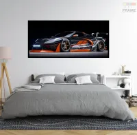 Quadro Decorativo Carro Corvette Corrida 130x60 com moldura preta 2x2 cm - Foto 5