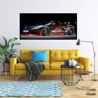 Quadro Decorativo Carro Corvette Corrida 130x60 com moldura preta 2x2 cm - Foto 7